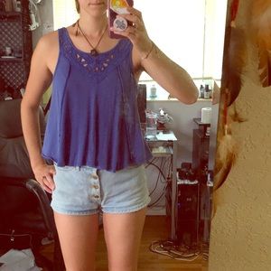 Blue Free People Tank Top